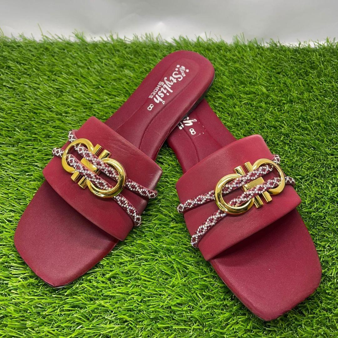 Fancy Women's Maroon Flats - 1 Pcs Synthetic Leather Style