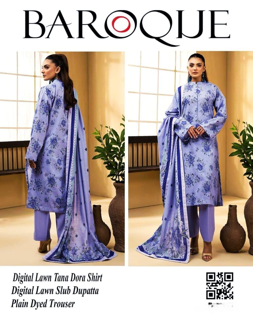 3 Pcs Women's Unstitched Printed Suit