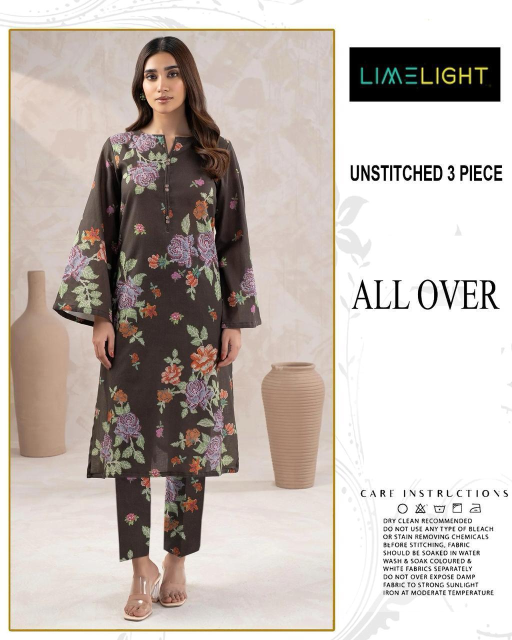 3 Pcs Women's Unstitched Printed Suit