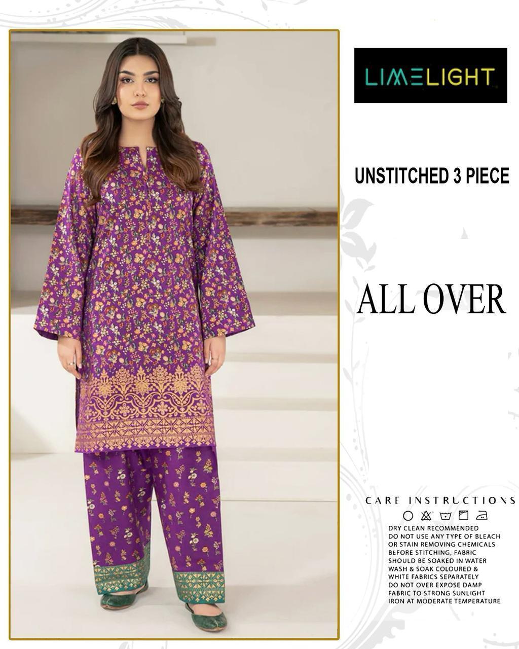 3 Pcs Women's Unstitched Printed Suit