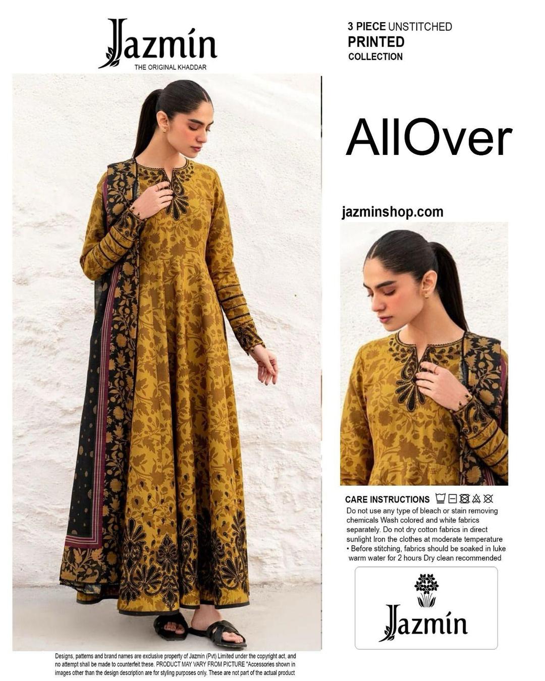 3 Pcs Women's Unstitched Printed Suit