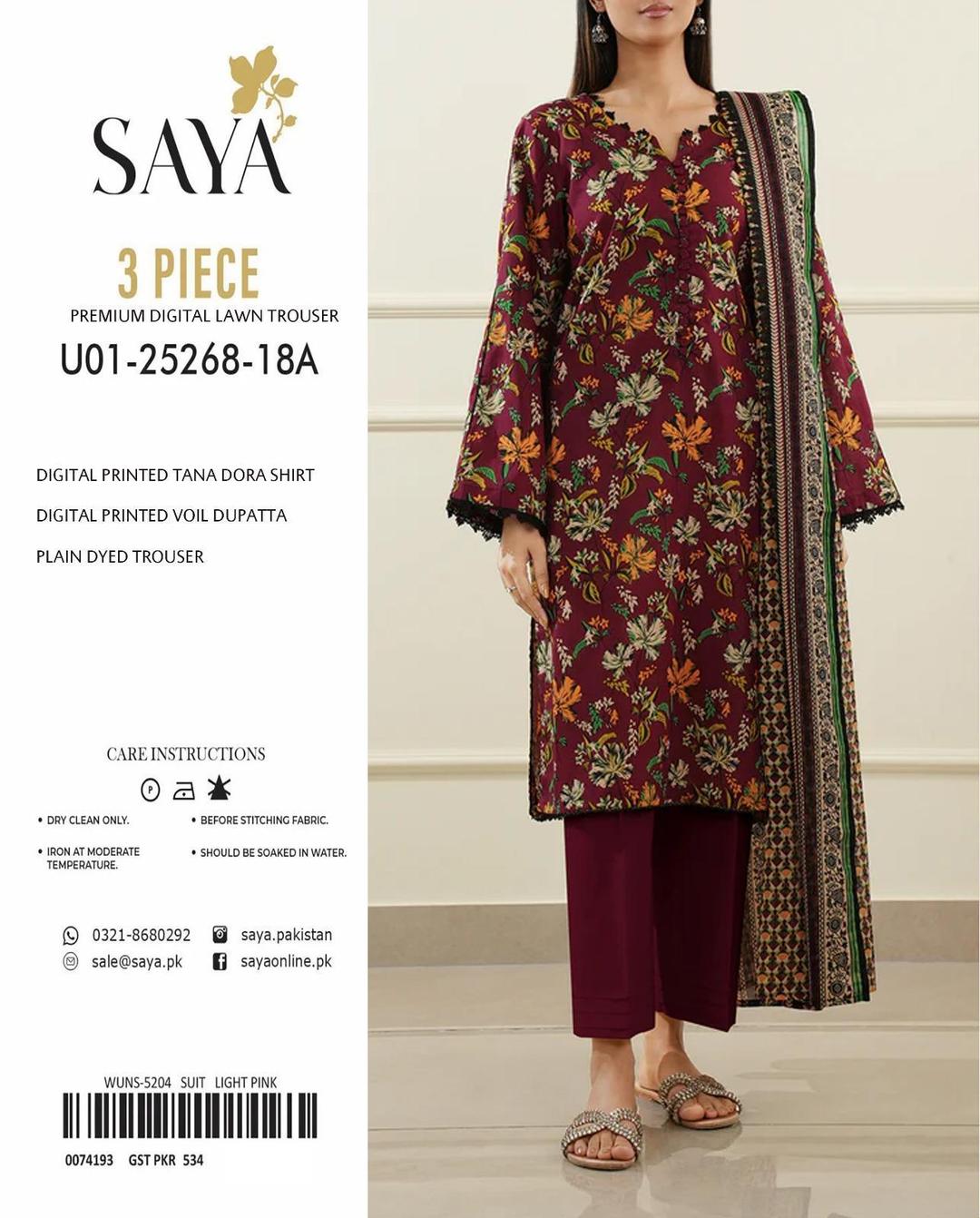 3 Pcs Women's Unstitched Printed Suit