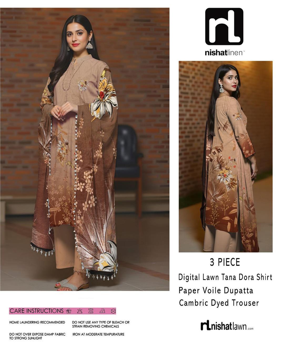 3 Pcs Women's Unstitched Digital Print Suit