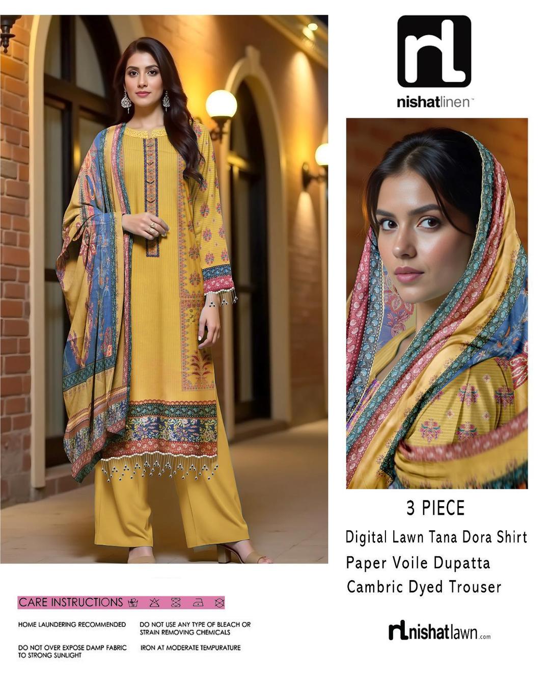 3 Pcs Women's Unstitched Digital Print Suit