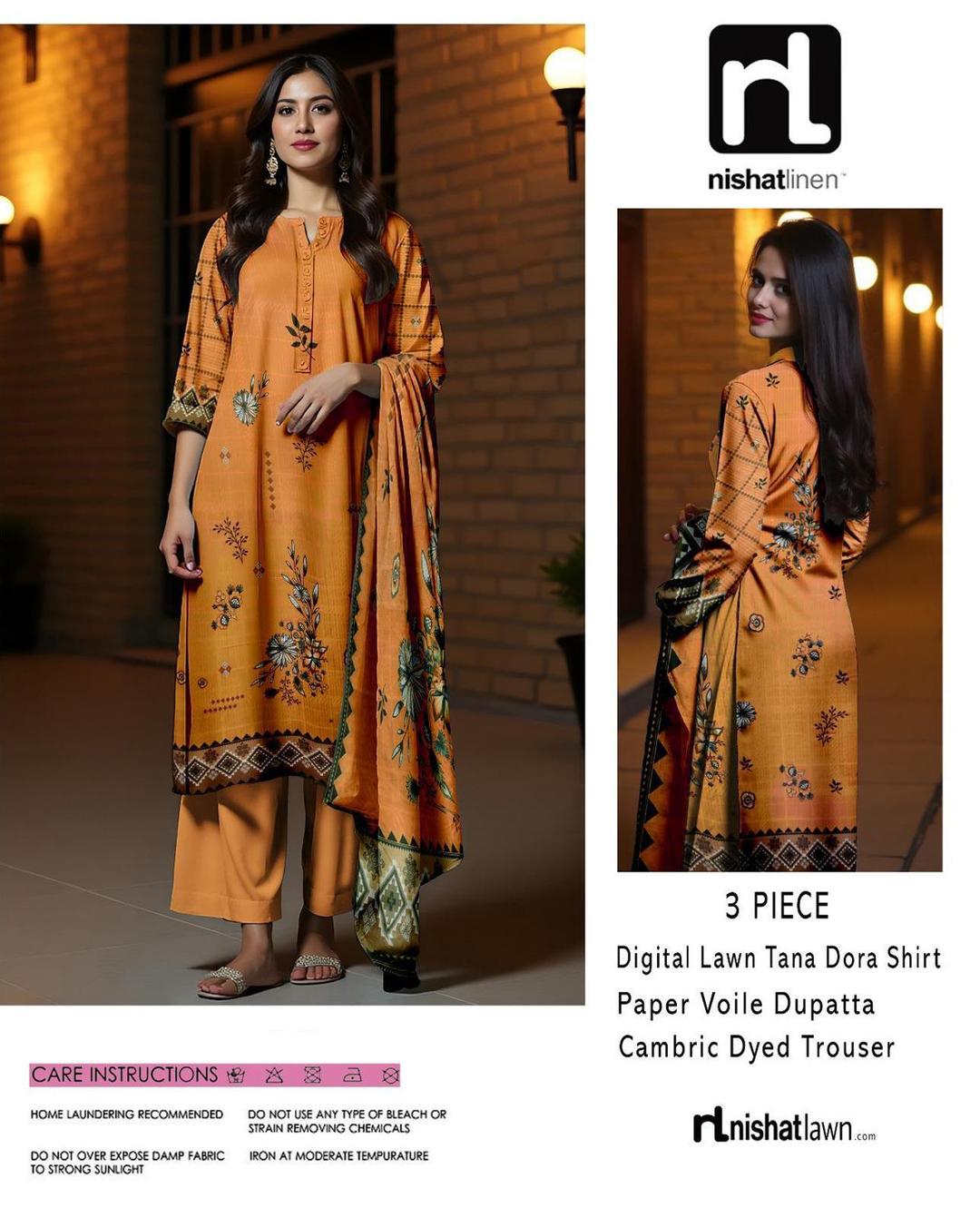 3 Pcs Women's Unstitched Digital Print Suit