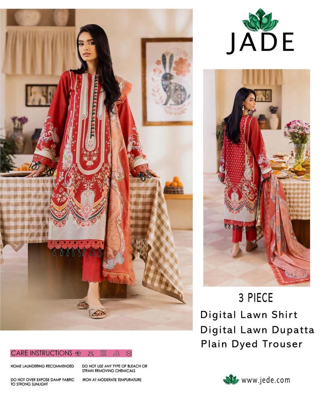3 Pcs Women's Unstitched Printed Suit