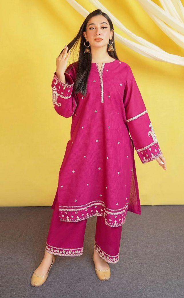 2 Pcs Women's Unstitched Embroidered Suit