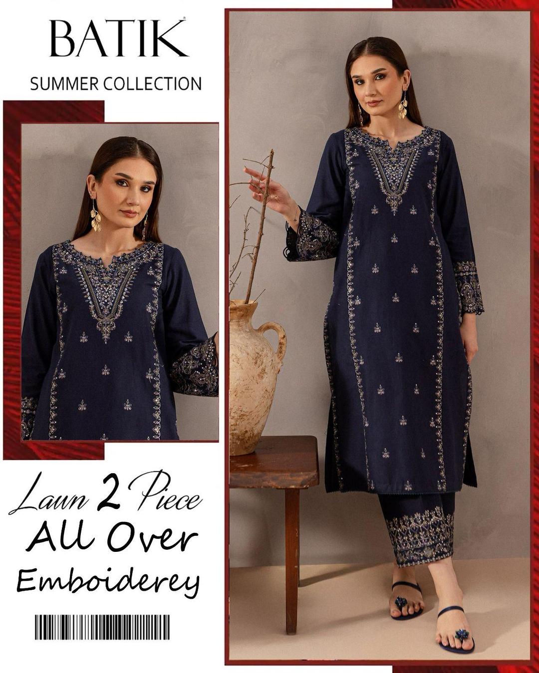 2 Pcs Women's Unstitched Embroidered Suit