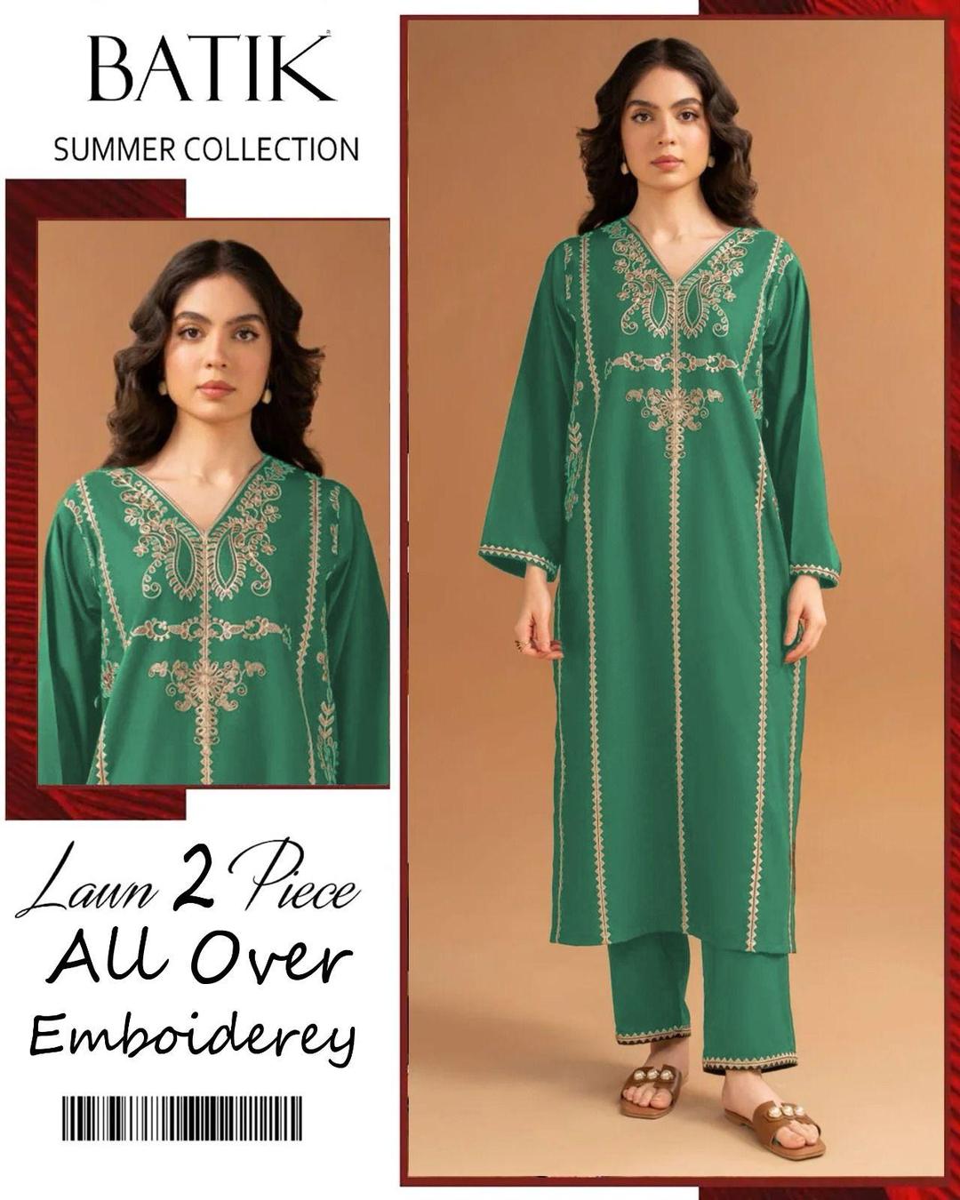 2 Pcs Women's Unstitched Embroidered Suit