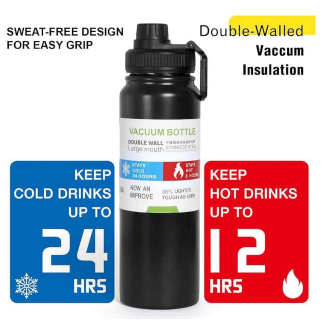 Insulated Vacuum Water Bottle - Keeps Drinks Hot or Cold - 1 Pc