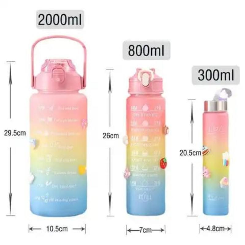 3 Pcs Motivational Sports Water Bottles Set