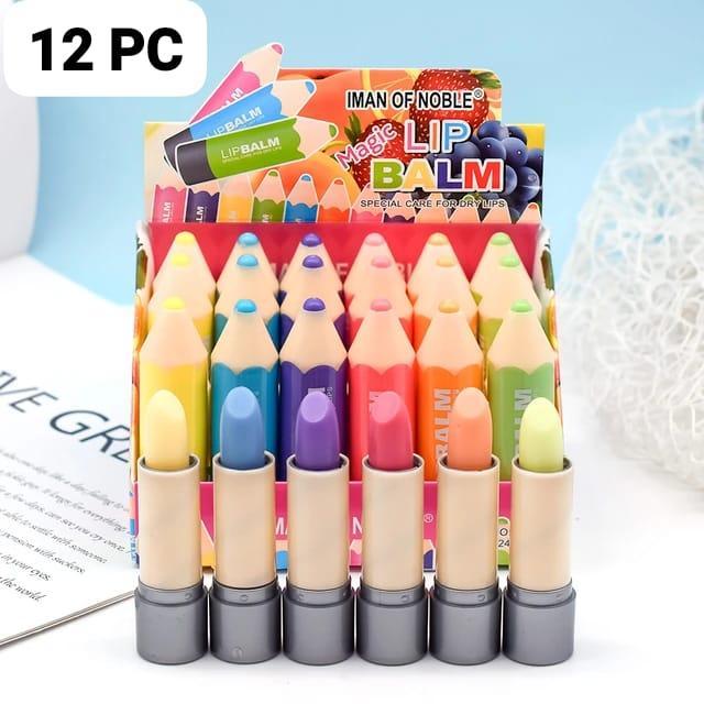 Glossy Finish Pencil Shaped Lip Balm- Pack Of 12