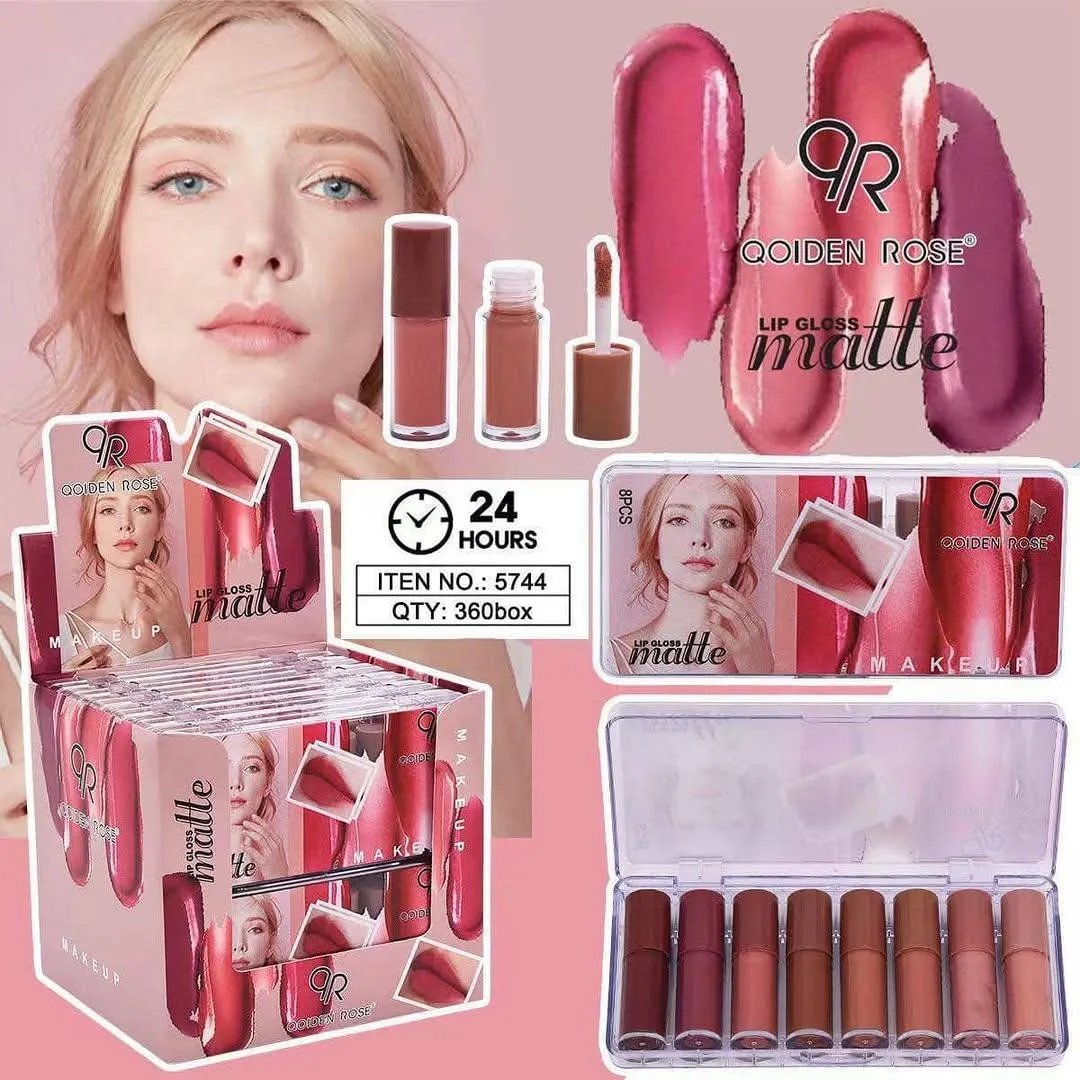 Matte Finish Lip Gloss - Pack of 8 Glossy Shades