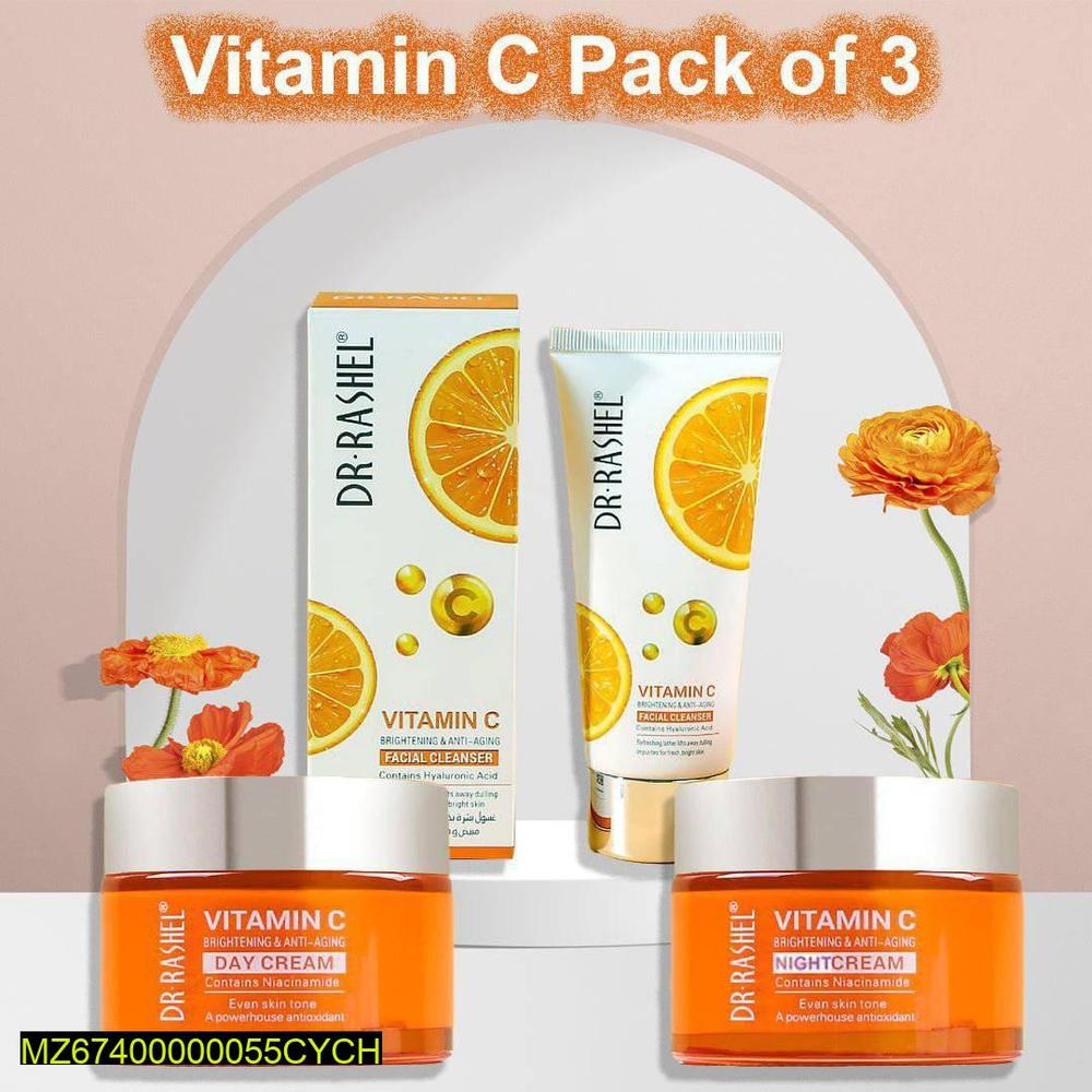 Vitamin C Day, Night Cream And Cleanser, Pack Of 3