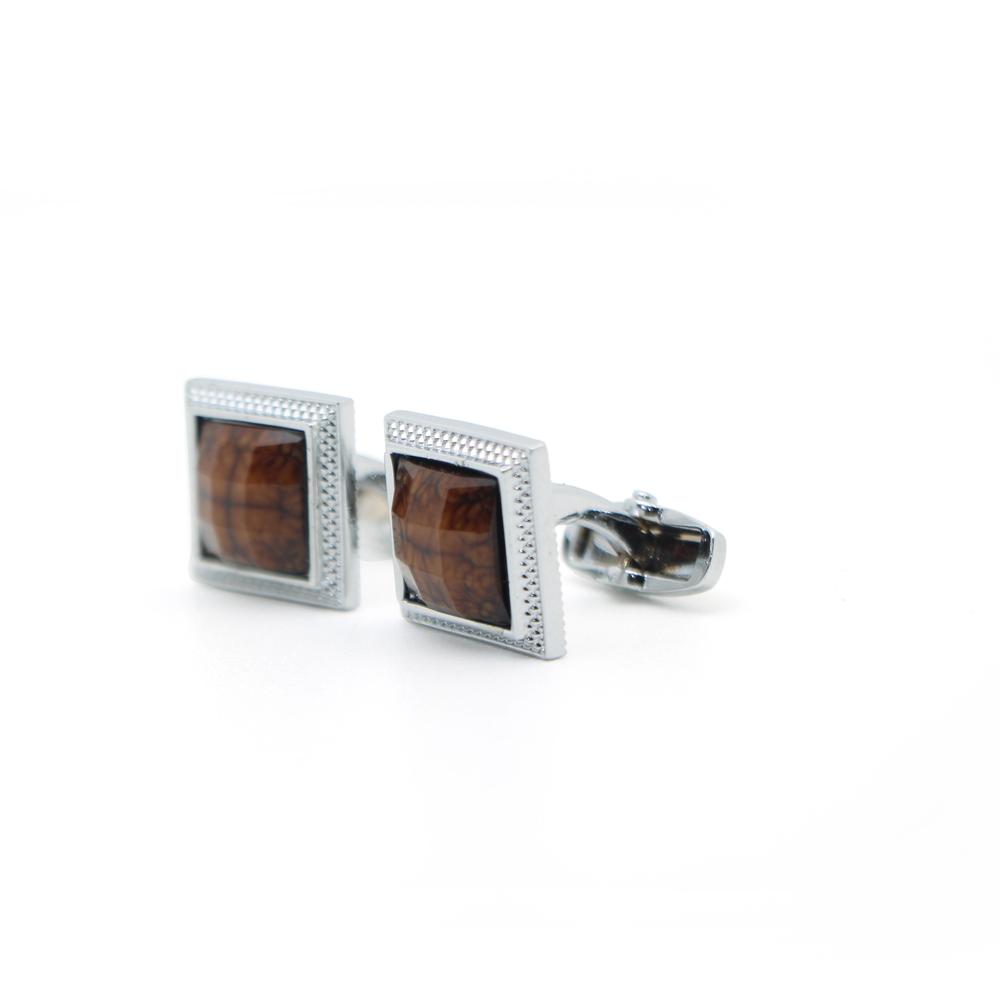 Classic Cufflinks for Men's Shirt - CU-0003, Dark Brown