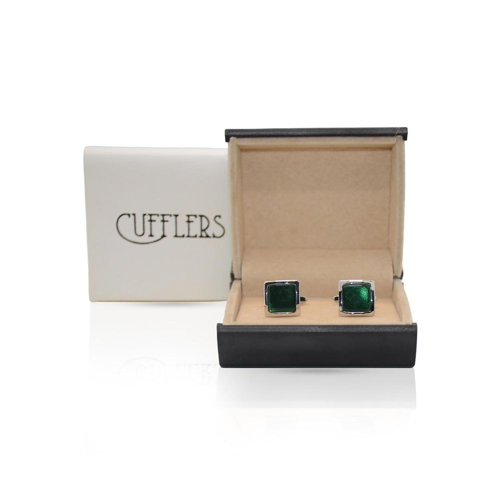 Cufflers Novelty Black Box Cufflinks - CU-2028, Green