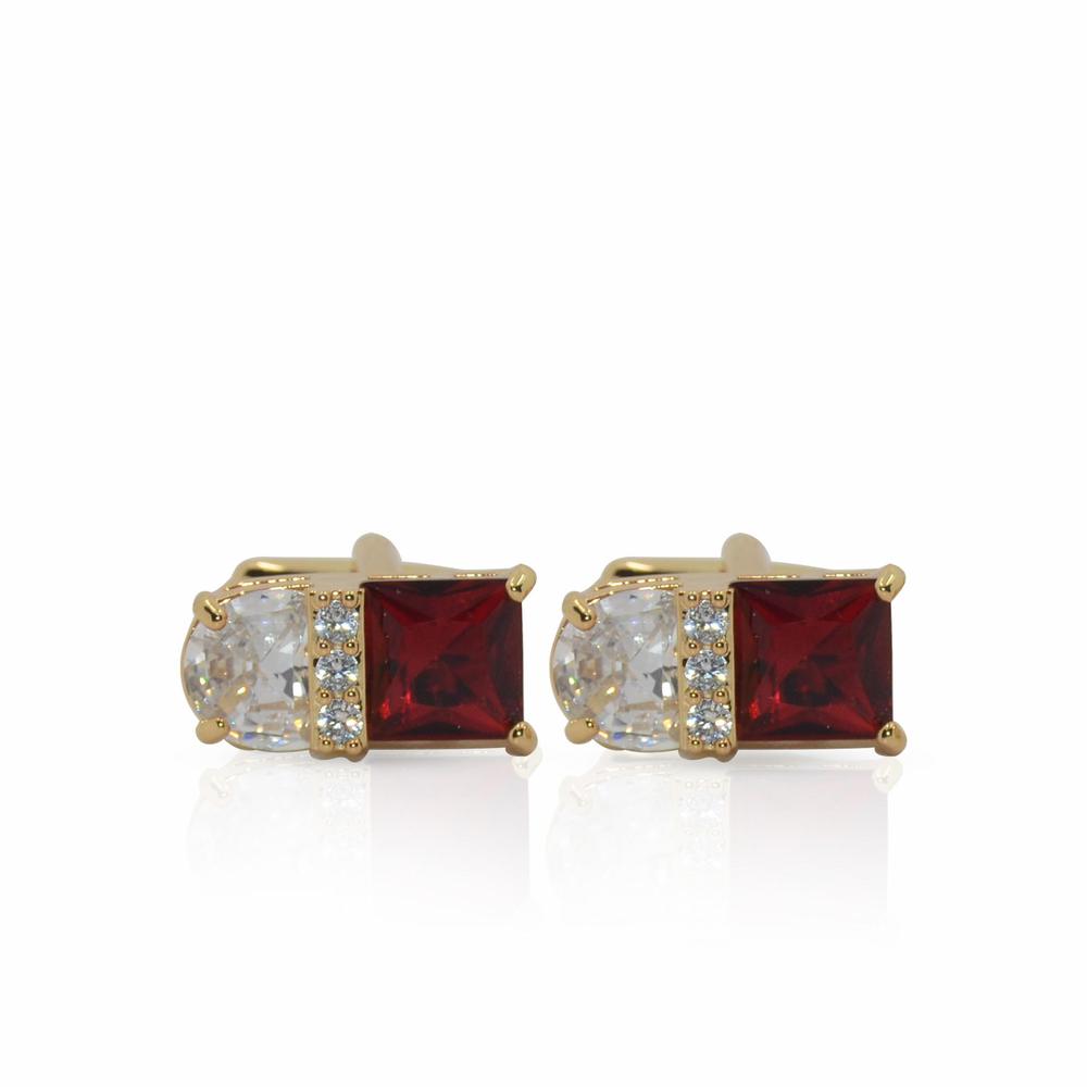 Cufflers Designer Red Square Crystal Cufflinks CU-4030-A