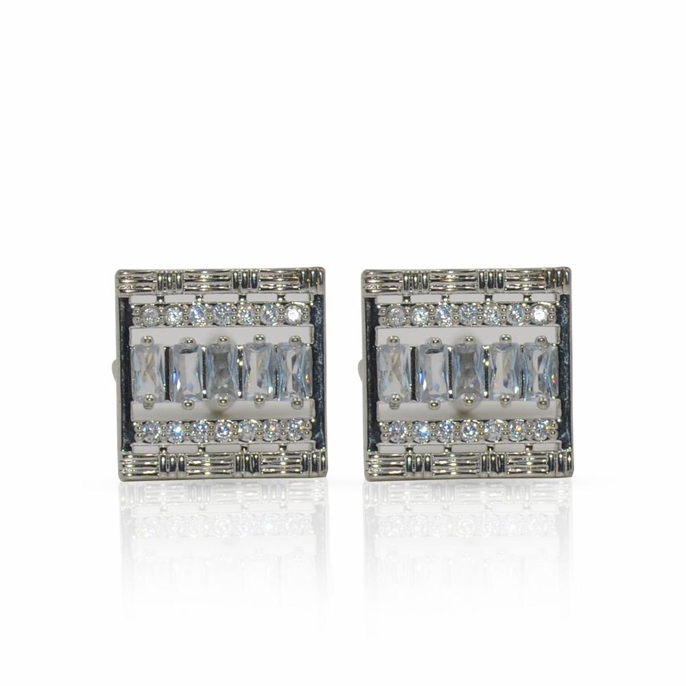 Cufflers Designer White Crystal Box Cufflinks CU-4028