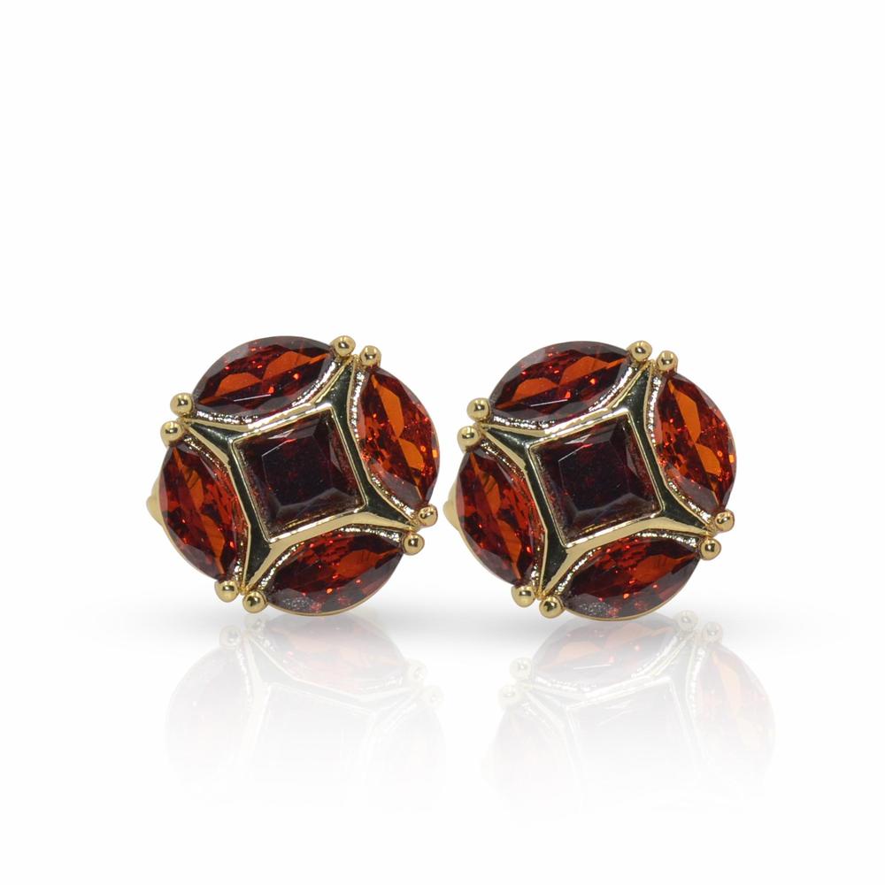 Cufflers Modern Red Crystal Round Cufflinks CU-3013-A