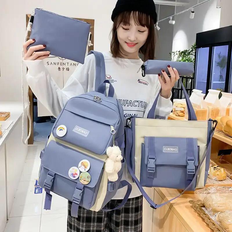 4 Pcs Nylon Backpack For Girls And Boys