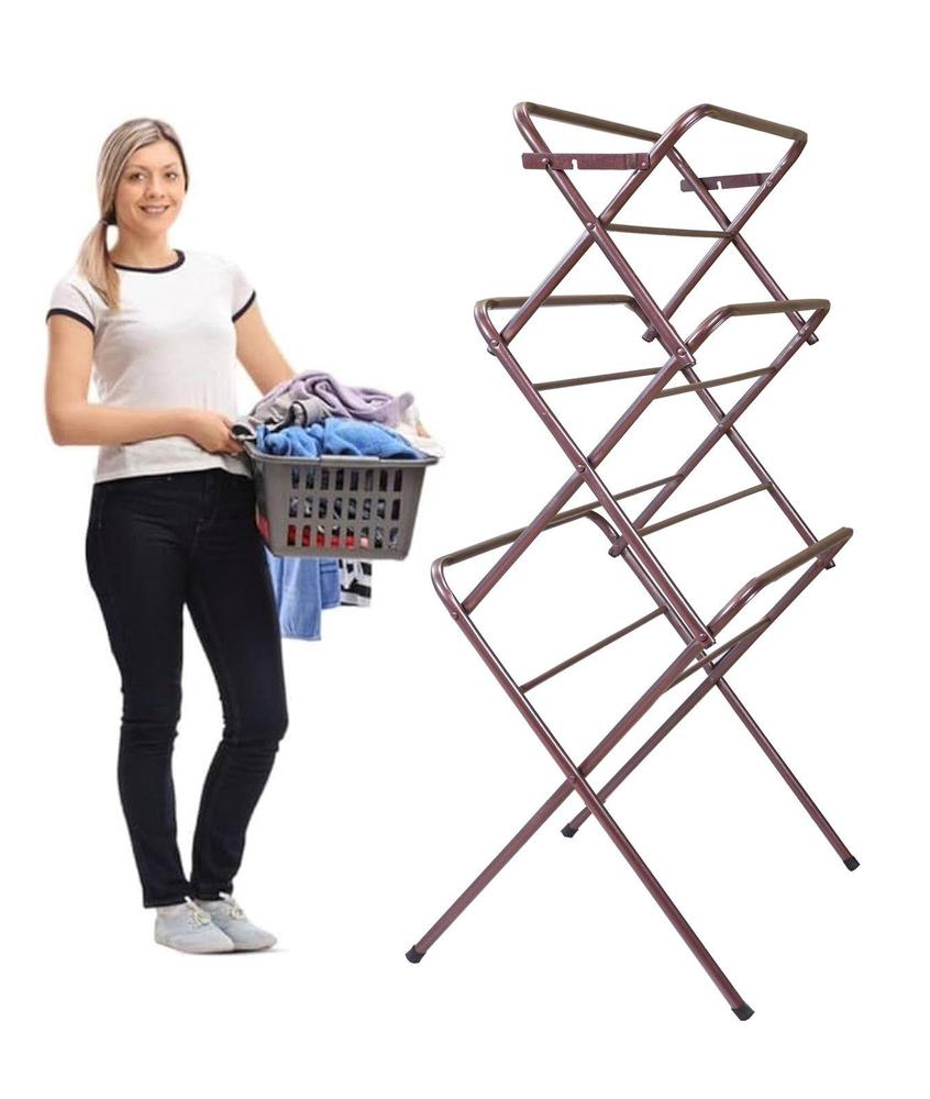 Foldable Iron Laundry Stand 64" Rust Proof K-Shape