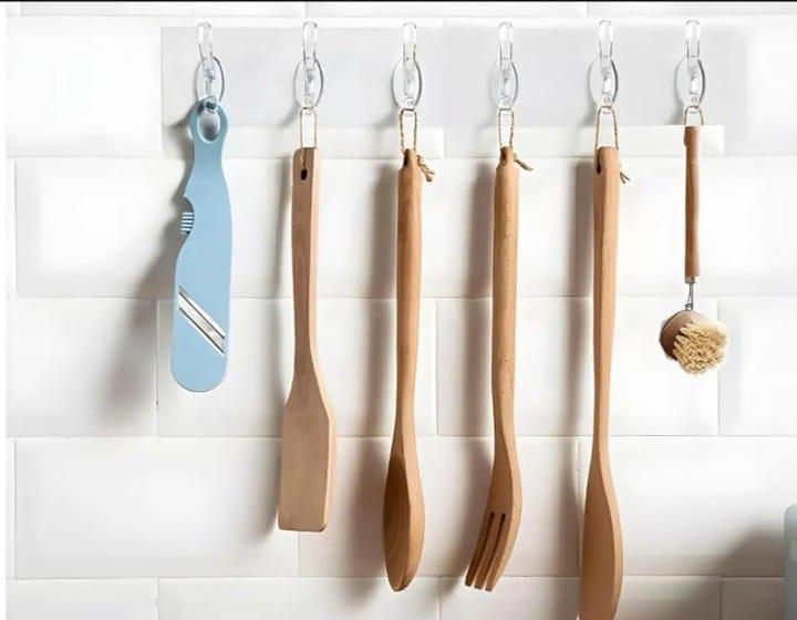 6 Pcs Transparent ABS Plastic Wall Hanger Hooks - Easy to Use Household Solution