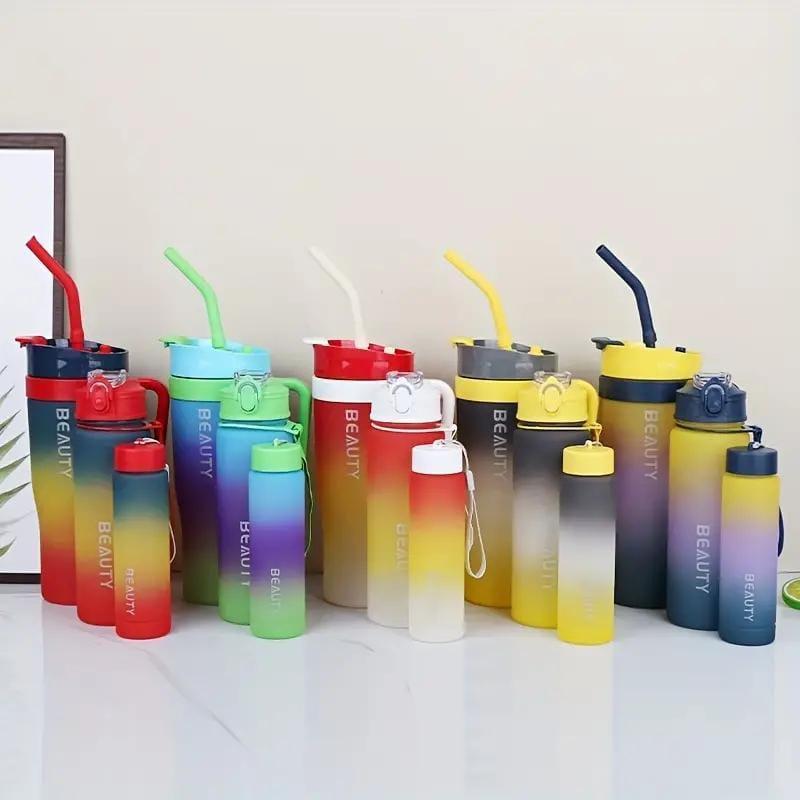 Multicolor Leak-Proof Gradient Water Bottles - Pack of 3 Pcs