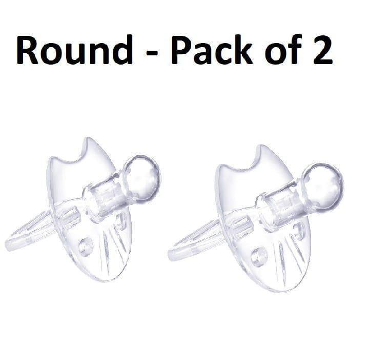 Silicone Round Pacifier - 2 Pcs White Baby Soothers