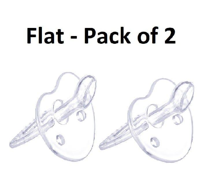 Silicone Flat Pacifier - 2 Pcs White Baby Soothers
