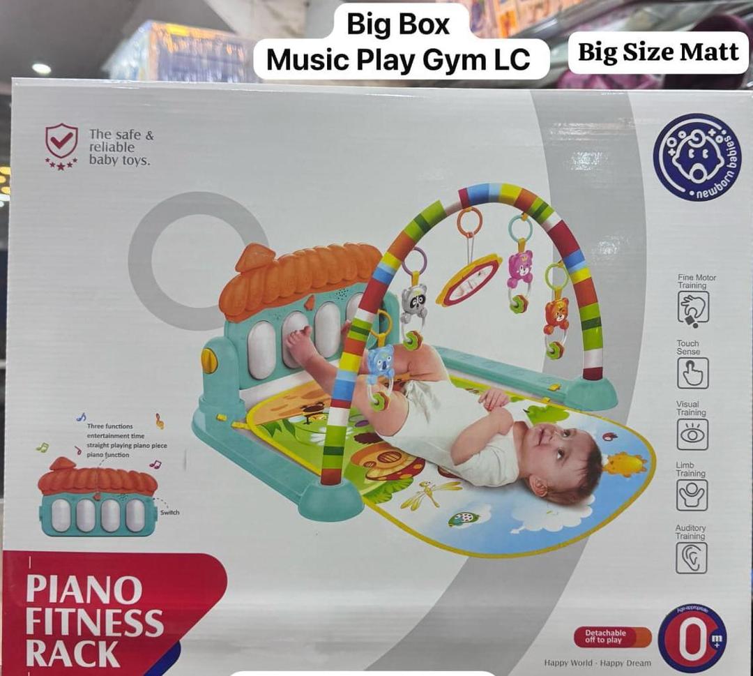 Adjustable Double-Sided Play Gym with Piano Fitness Rack 