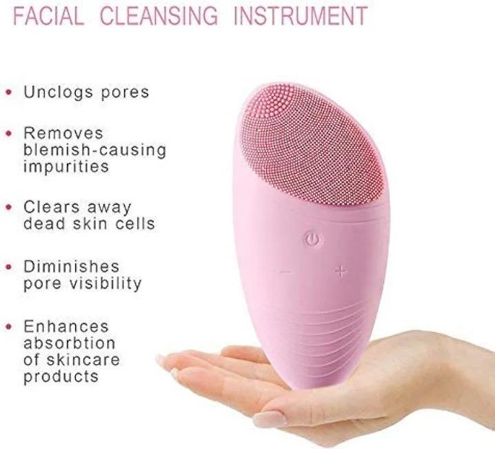 Rechargeable Waterproof Facial Cleansing Massager Brush - 1 Pc Easy-Clean Silicone Tool