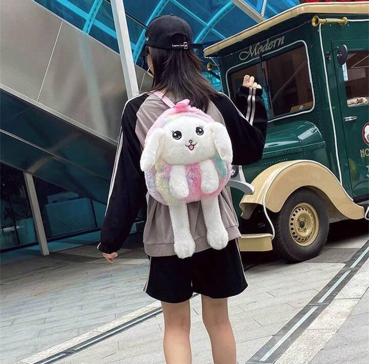 Colorful Embossed Plush Girl's Backpack - Stylish and Durable