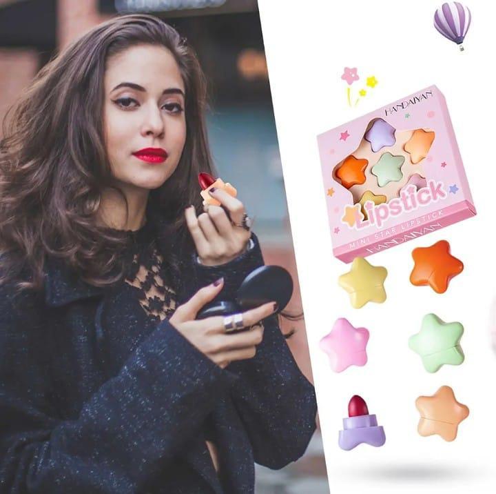 6 Pcs High Pigmented Moisturizing Lip Set - Vibrant Multicolor Shades