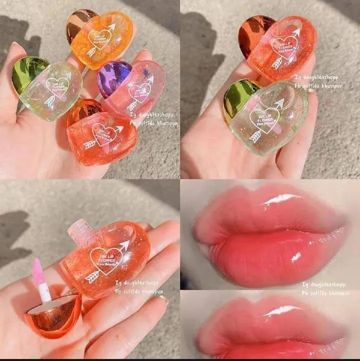 Trendy Korean Heart Shaped Pink Lip Gloss, Sweet Lip Color for girls, Men & women 2 Pcs Pack