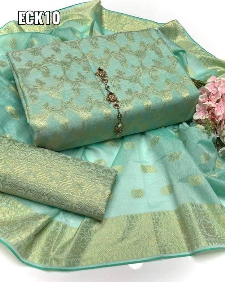 3 Pcs Women's Unstitched Jacquard Printed Suit