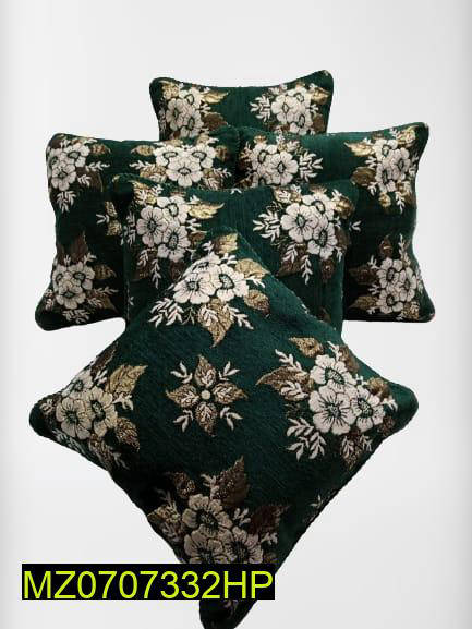 5 Pcs Velvet Floral Printed Cushion With Filling