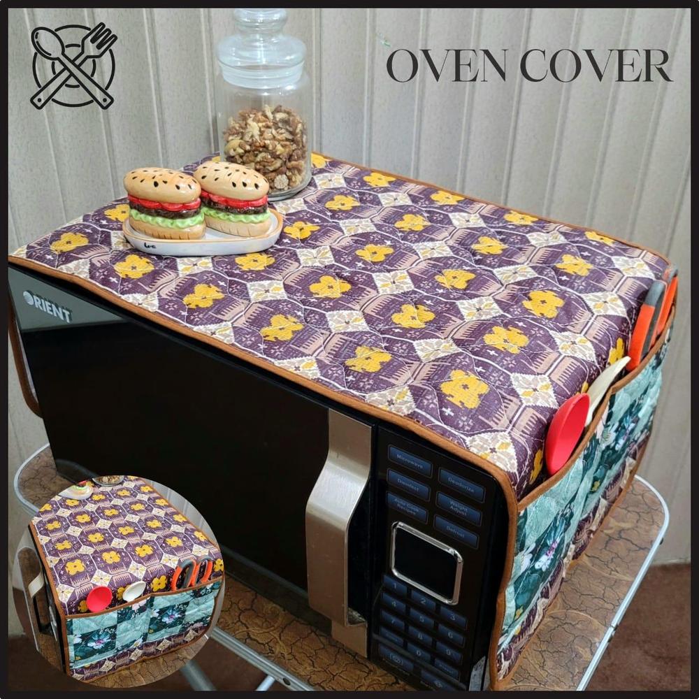 1 Pc Cotton Printed Quilt Microwave Oven Cover -