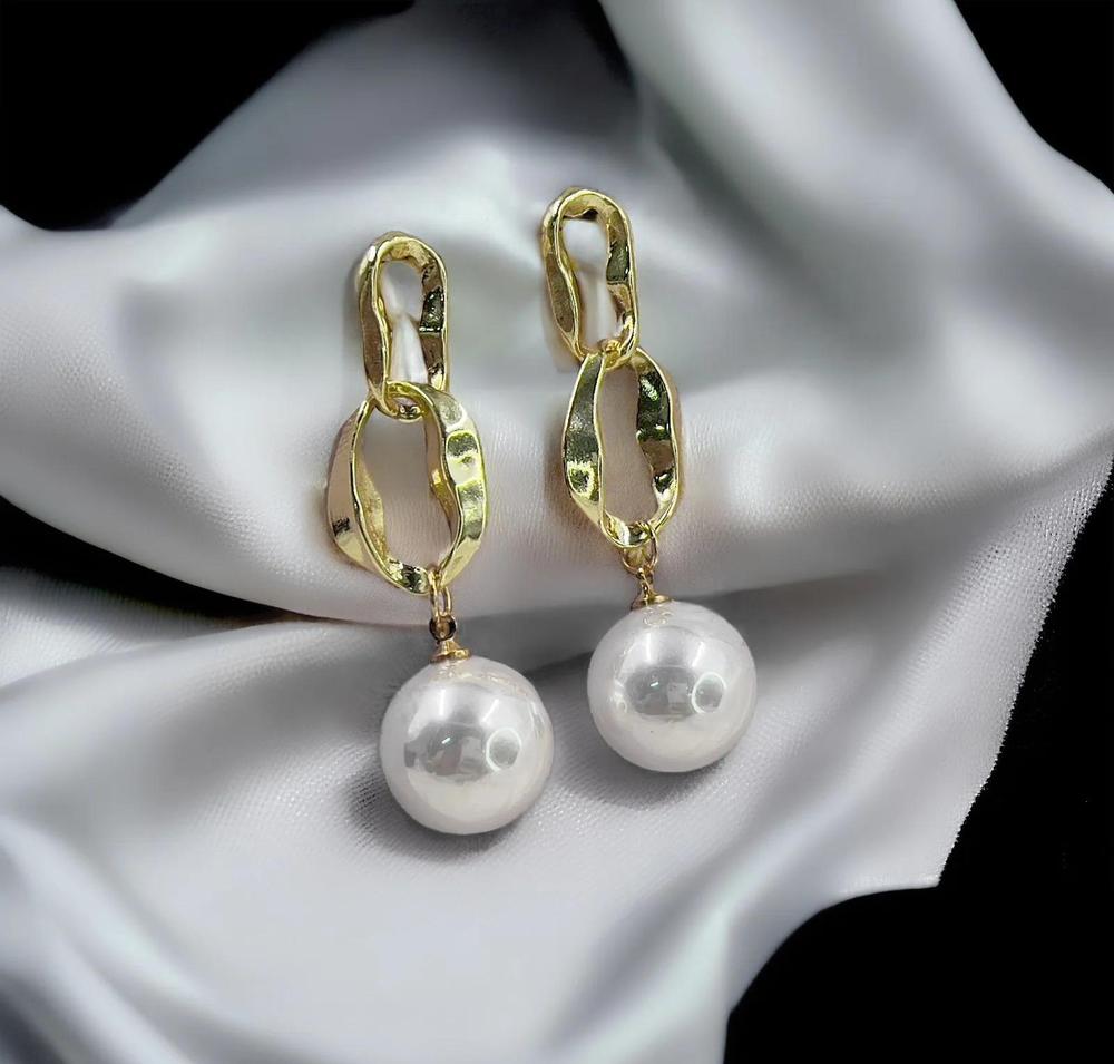 Pearl Drop Chain Design Earrings 