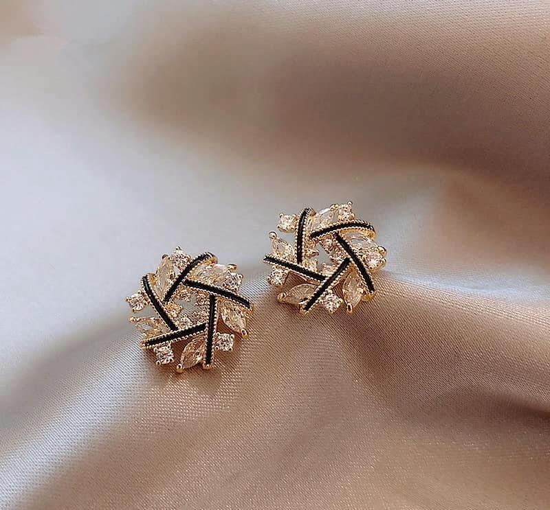 Star Shaped Gold Plated Zircon Studs 
