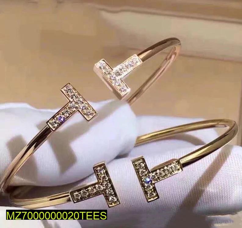 Modern Single Gold-Plated T- Shaped Bracelet