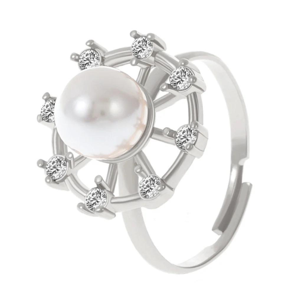 Silver Plated Pearl Adjustable Ring