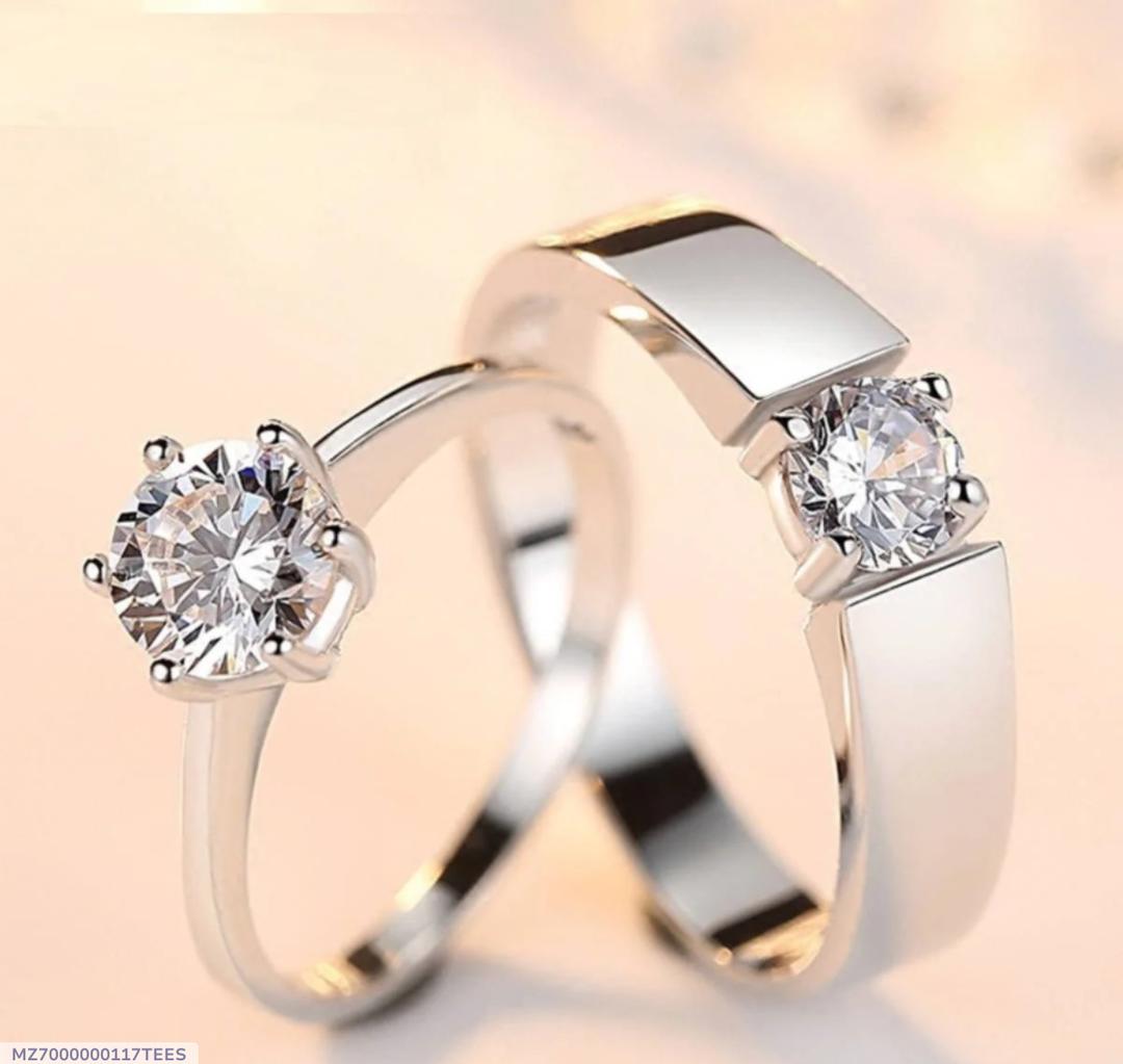 Silver Plated Couple Rings Set Adjustable Elegant Jewelry