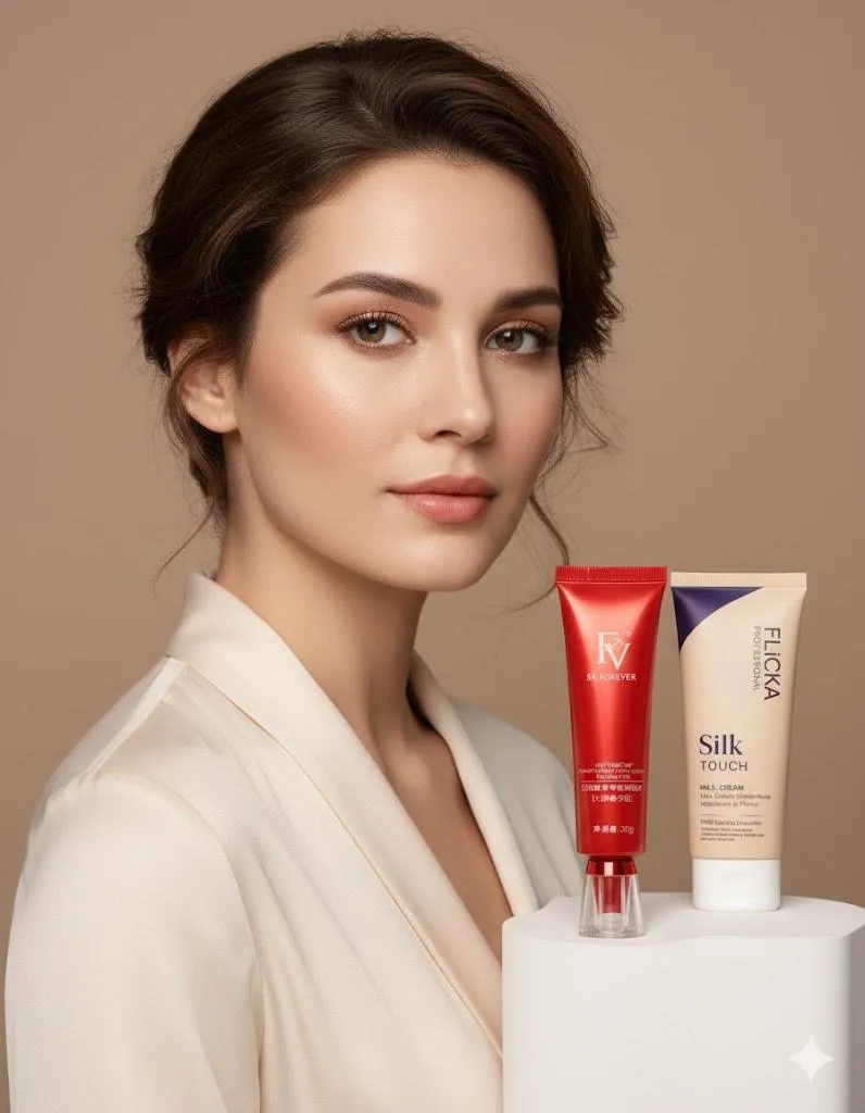 Flicka+Fv Foundation Combo, 2 In 1 Deal, For Glowy Makeup Finish