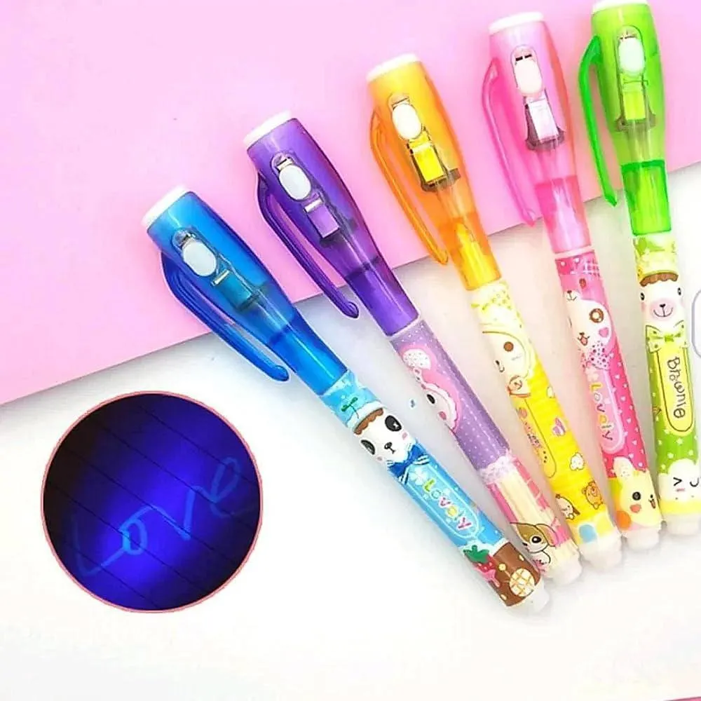 Multipurpose Invisible Cheating Pen With Light, 1 Pc For Kids