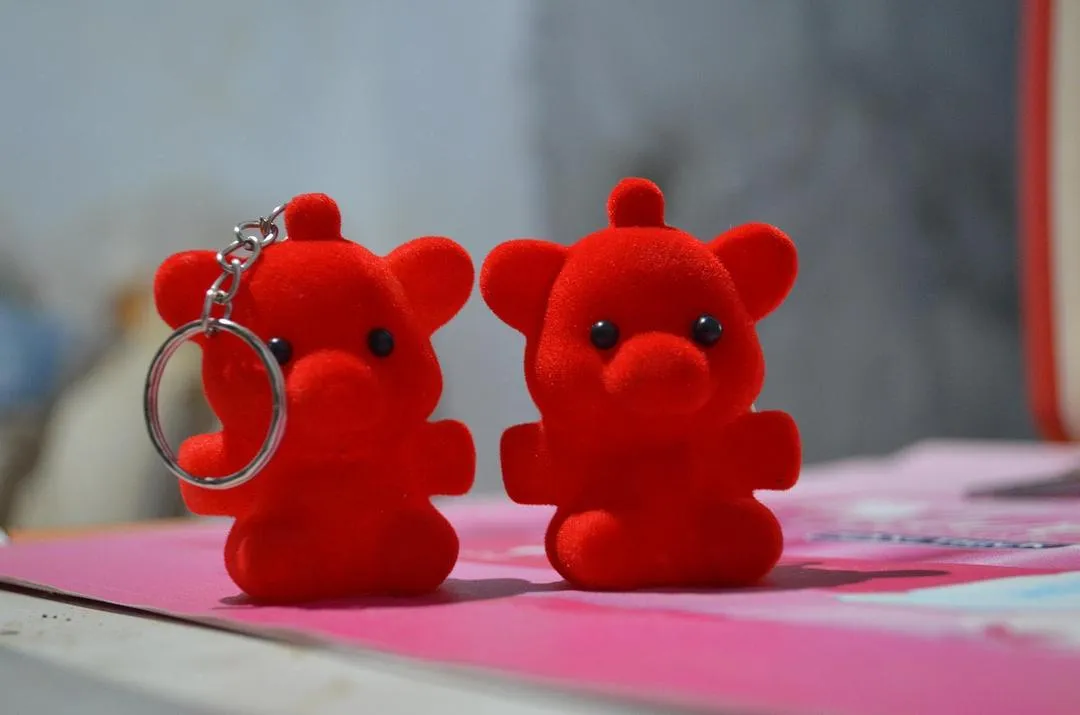 Teddy Bear Style Chu Chu Red Keychain, 2 Pcs