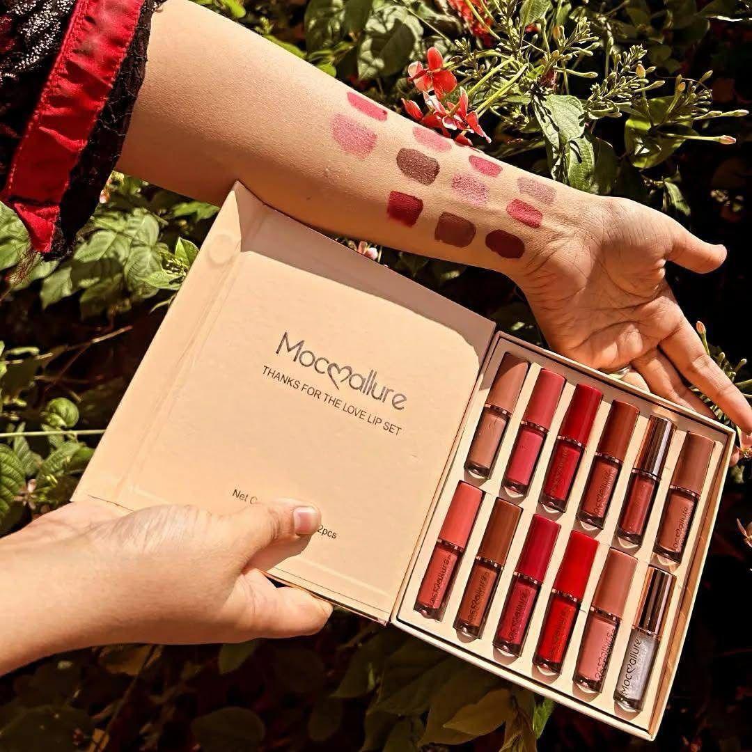 Multicolor Velvet Glossy Lip Gloss - 12 Pcs Radiant Collection