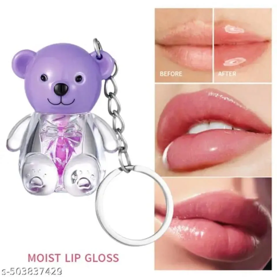 Teddy Bear Keychain Style High Pigmented Lip Oil, 1 Pc