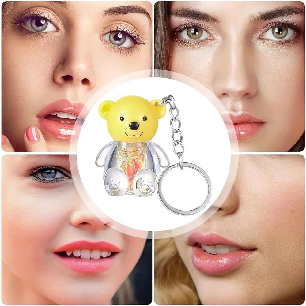 Teddy Bear Keychain Style High Pigmented Lip Oil, 6 Pc