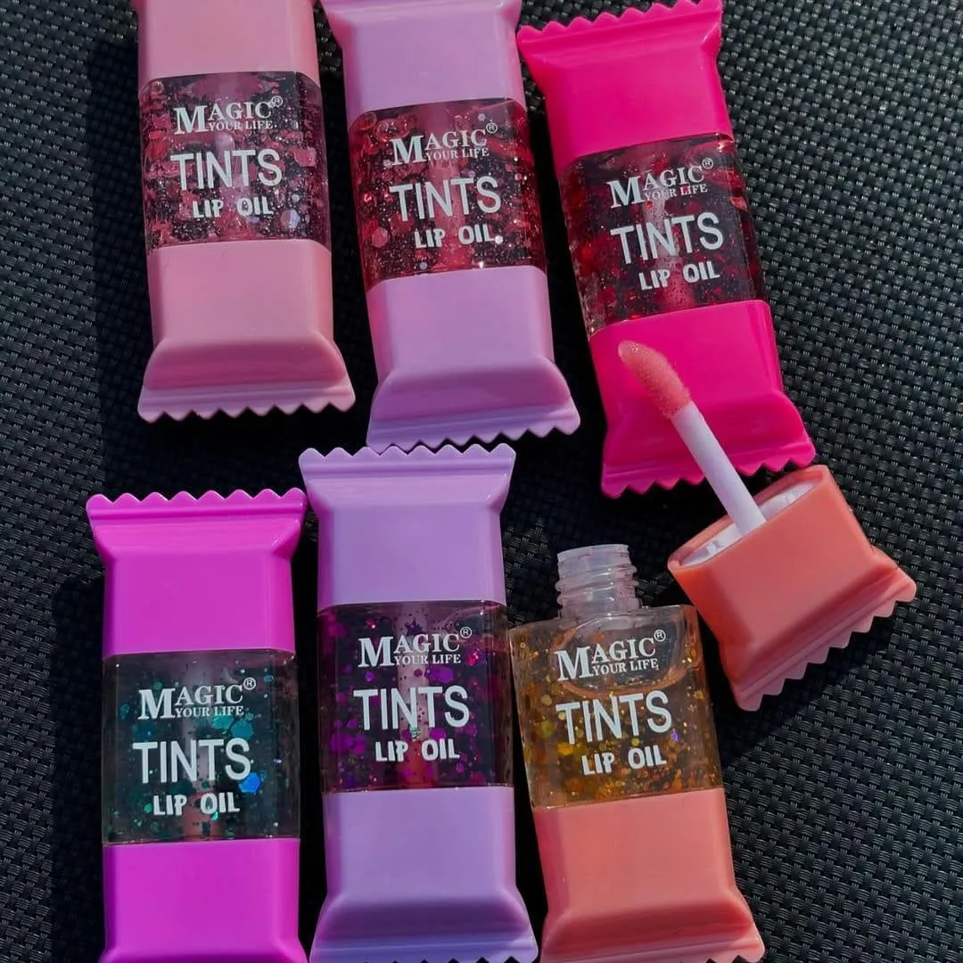 Candy Style Glossy Finish High Pigmented Shiny Lip Oil, Shades Of pink, 4 Pcs 