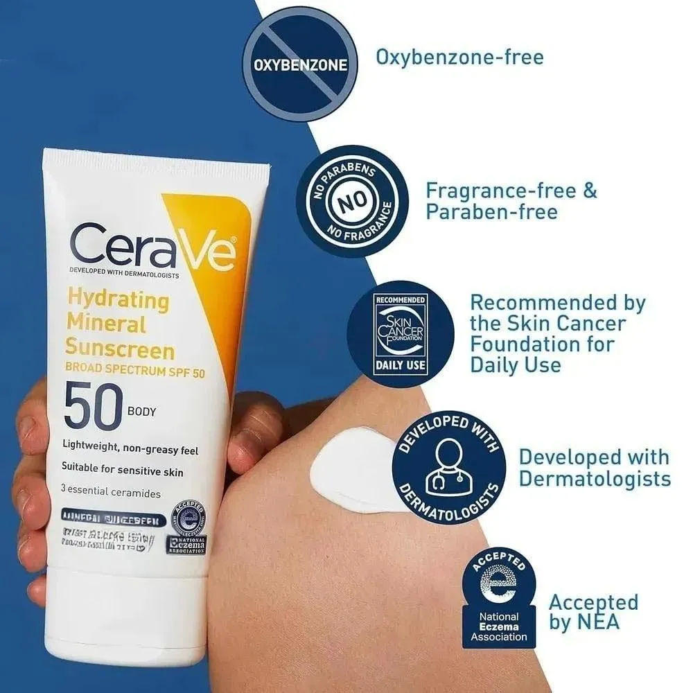 Cerave UV Protectant Hydrating Mineral Sunblock 200 Ml, Non Greasy, 1 Pc